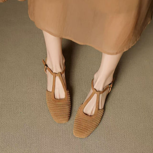 New Women's Comfortable Woven Closed-Toe Low-Heel Shoes