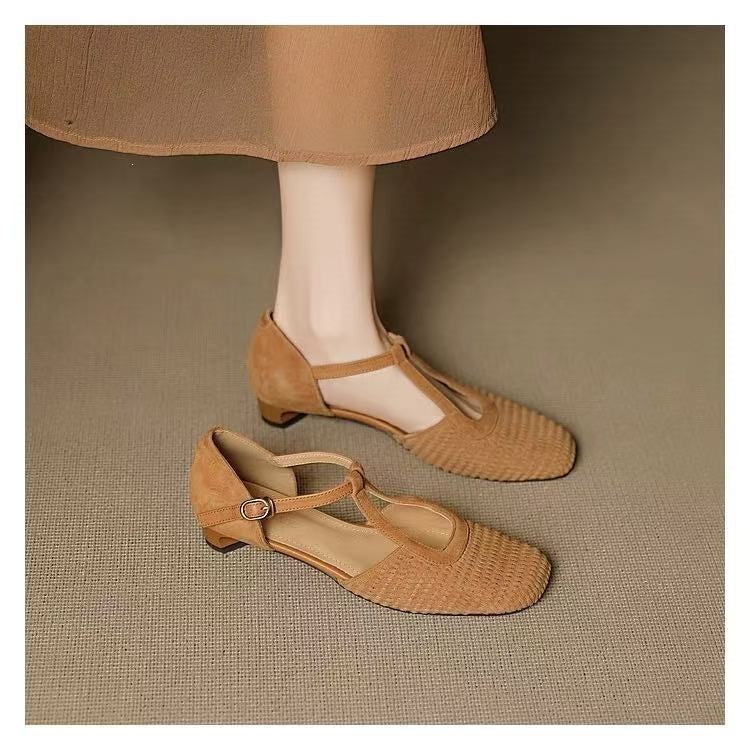 New Women's Comfortable Woven Closed-Toe Low-Heel Shoes